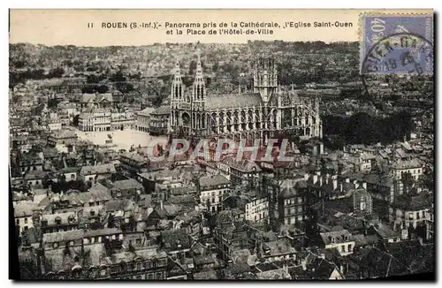 Cartes postales Rouen Panorama Pris De La Cathedrale L&#39eglise Saint Ouen et la place de l&#39hotel de ville