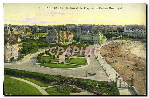 Cartes postales Biarritz Les Jardins De La Plage Et Le Casino Municipal