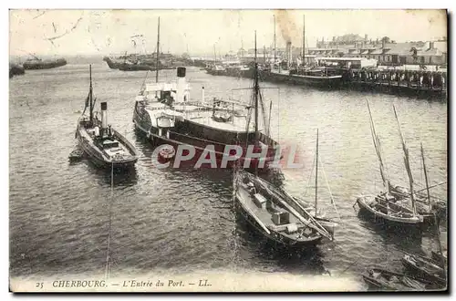 Ansichtskarte AK Cherbourg L&#39Entree Du Port Bateaux