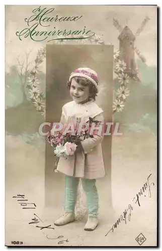 Cartes postales Fantaisie Enfant Moulin a vent