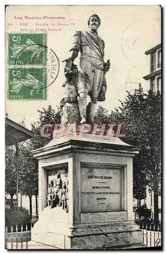 Ansichtskarte AK Pau Statue de Henri IV Sur la Place Royale
