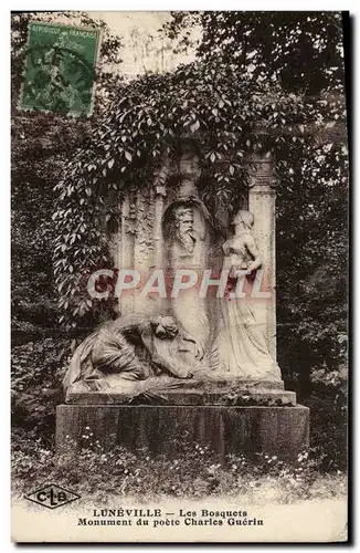 Cartes postales Luneville Les Bosquets Monument du poete Charles Guerin