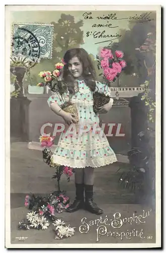 Cartes postales Fantaisie Enfant Sante Bonheur Prosperite