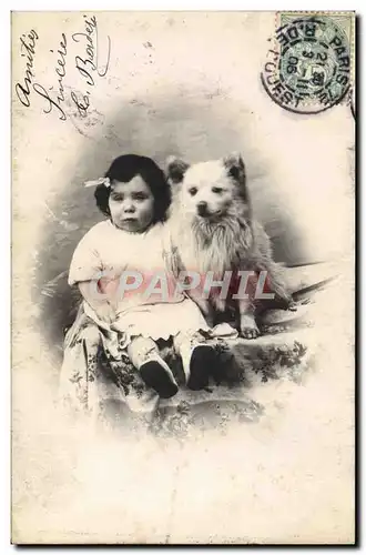 Cartes postales Fantaisie Enfant Chien