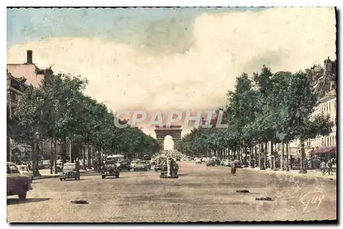 Cartes postales Paris Et Ses Merveilles L'Avenue des Champs Elysees Rond point Arc de Triomphe de l'Etoile