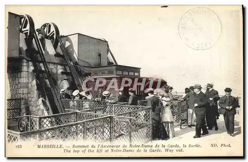 Cartes postales Marseille Sommet de L'Ascenseur de Notre Dame de la Garde la Sortie