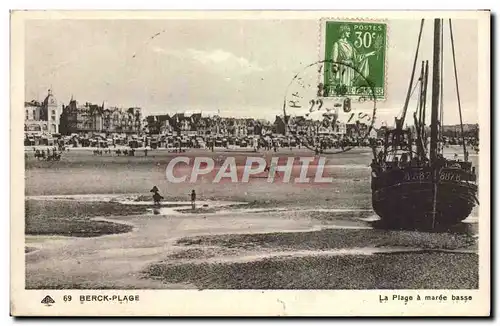 Cartes postales Berck Plage La Plage a Maree Basse Bateau