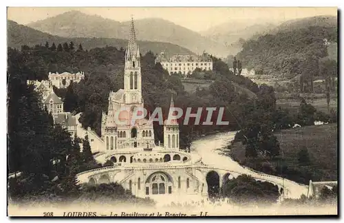 Ansichtskarte AK Lourdes La Basilique et le Rosaire