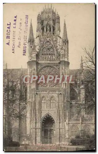 Cartes postales Rouen La tour de Saint Ouen et le portail des Marmousets