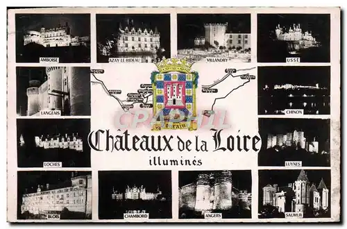 Cartes postales moderne Chateaux de la Loire Illumines Amboise Azay le Rideau Villandry Usse Langeais