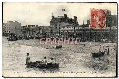 Ansichtskarte AK Cherbourg Le Casino et la Plage un jour de regates