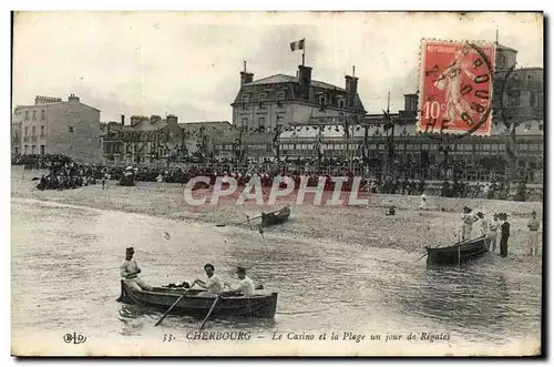 Cartes postales Cherbourg Le Casino et la Plage un jour de regates