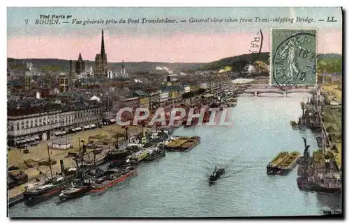 Cartes postales Rouen Vue Generale Prise du Pont Transbordeur