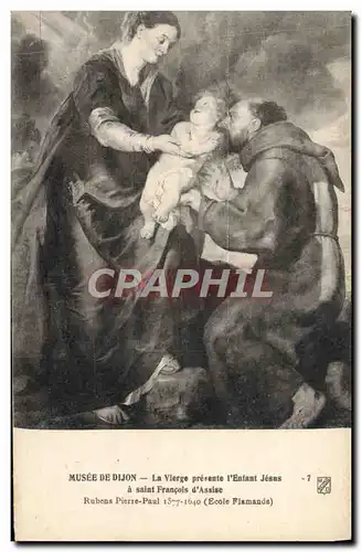 Cartes postales Musee de Dijon La Vierge presente l&#39enfant Jesus a Saint Francois d&#39Assise Rubens