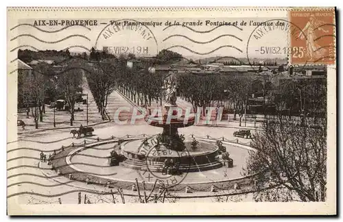 Cartes postales Aix En Provence Vue Panoramique de la Grande Fontaine et de l&#39avenue