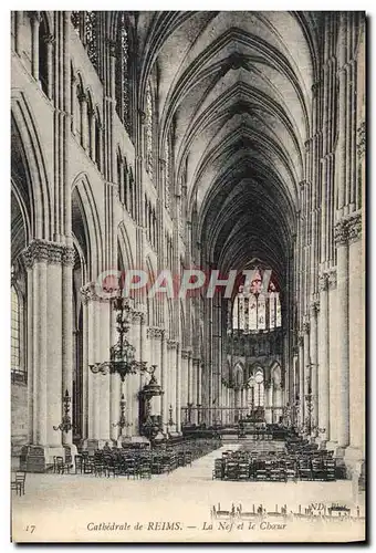 Cartes postales Cathedrale de Reims La nef et le choeur