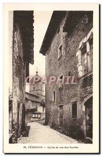 Cartes postales Perouges Eglise et rue des Rondes