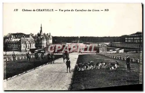 Ansichtskarte AK Chateau de Chantilly Vue prise du Carrefour des Lions Chasse a courre Chiens