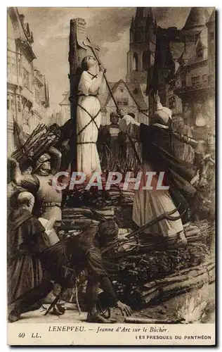 Cartes postales Lenepveu Jeanne d&#39Arc sur le Bucher Fresques du Pantheon