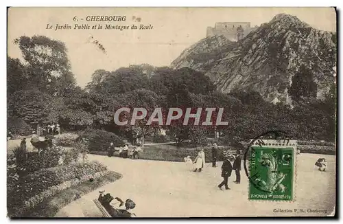 Cartes postales Cherbourg Le Jardin Public et la Montagne du Roule