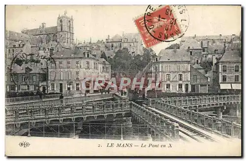 Ansichtskarte AK Le Mans Le Pont en X Tramway