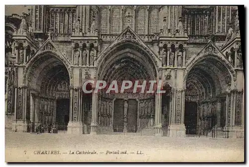 Cartes postales Chartres La Cathedrale Portail Sud