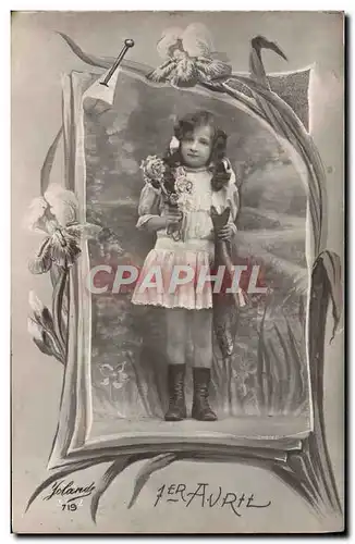 Cartes postales Fantaisie Enfant 1er Avril Fleurs