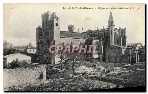 Ansichtskarte AK Carcassonne Beffroi De I&#39Eglise Saint Nazaire