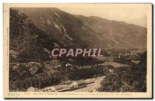 Cartes postales Ax Les Thermes Vue Generale De La Gare Et Le Village De Levignac
