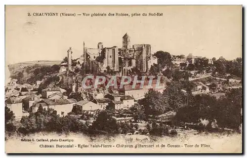 Cartes postales Chauvigny Vue Generale Des Ruines Prise Du Sud Est