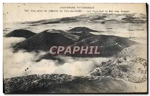 Ansichtskarte AK L&#39Auvergne Pittoresque Vue Prise Du Sommet Du Puy de Dome Les Puys Sud et mer de nuages