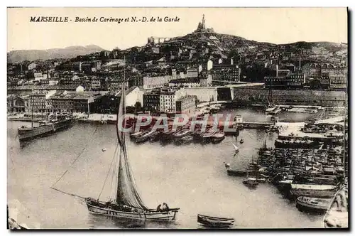 Cartes postales Marseille Bassin De Carenage Et ND de la Garde Bateaux