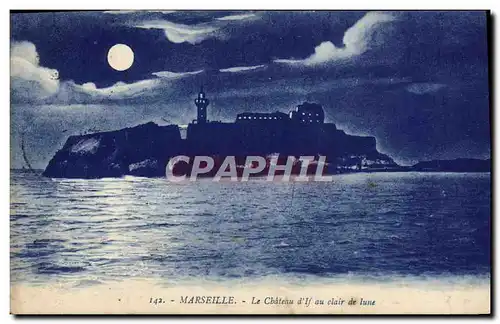 Ansichtskarte AK Marseille Le Chateau D&#39if Au Clair De Lune