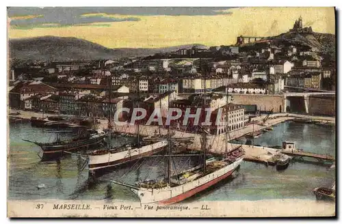 Ansichtskarte AK Marseille Vieux Port Vue Panoramique Bateaux