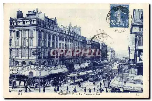 Ansichtskarte AK Marseille La Cannebiere Tramway