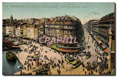 Cartes postales Marseille La Rue de la Republique Tramway