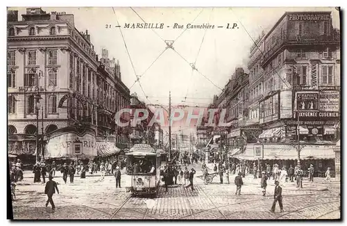 Ansichtskarte AK Marseille Rue Cannebiere Tramway