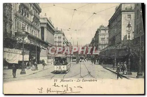 Ansichtskarte AK Marseille La Cannebiere Tramway