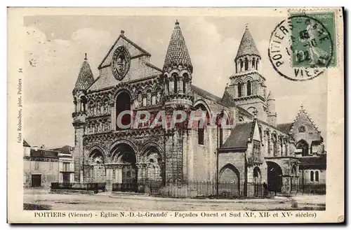 Cartes postales Poitiers Eglise N D la Grande Facades Ouest et Sud