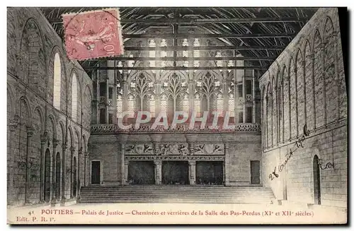 Cartes postales Poitiers Palais de Justice Cheminee et verrieres de la Salle des Pas Perdus