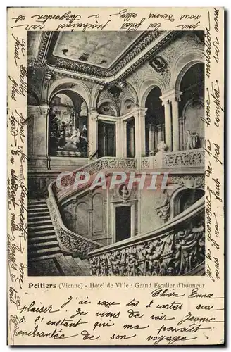 Cartes postales Poitiers Hotel de Ville Grand escalier d'honneur