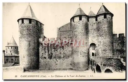 Cartes postales Carcassonne Le Chateau et la Tour de Justice