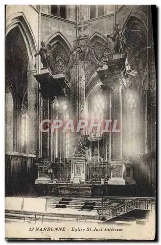 Cartes postales Narbonne Eglise St Just Interieur