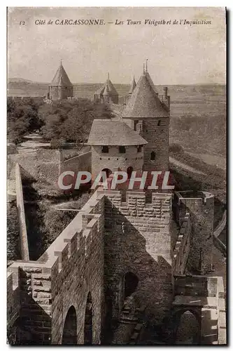 Ansichtskarte AK Cite de Carcassonne Les Tours Visigoth et de l&#39Inquisition