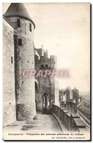 Cartes postales Carcassonne Prespective des defenses exterieures du Chateau