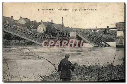 Ansichtskarte AK Damery Pont detruit en 1914 par les Allemands Militaria
