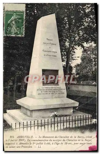 Ansichtskarte AK Abbeville Le Monument du Chevalier de la Barre