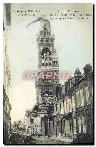 Cartes postales Albert Ce qui reste de l'eglise apres le bombardement Militaria