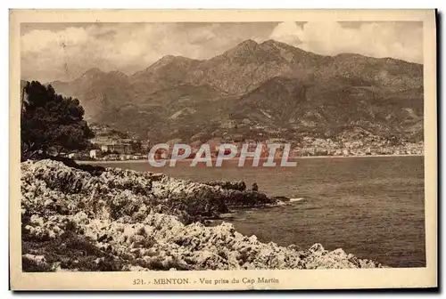 Cartes postales Menton Vue Prise du Cap Martin