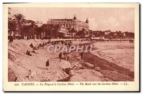 Cartes postales Cannes La Plage et le Carlton Hotel